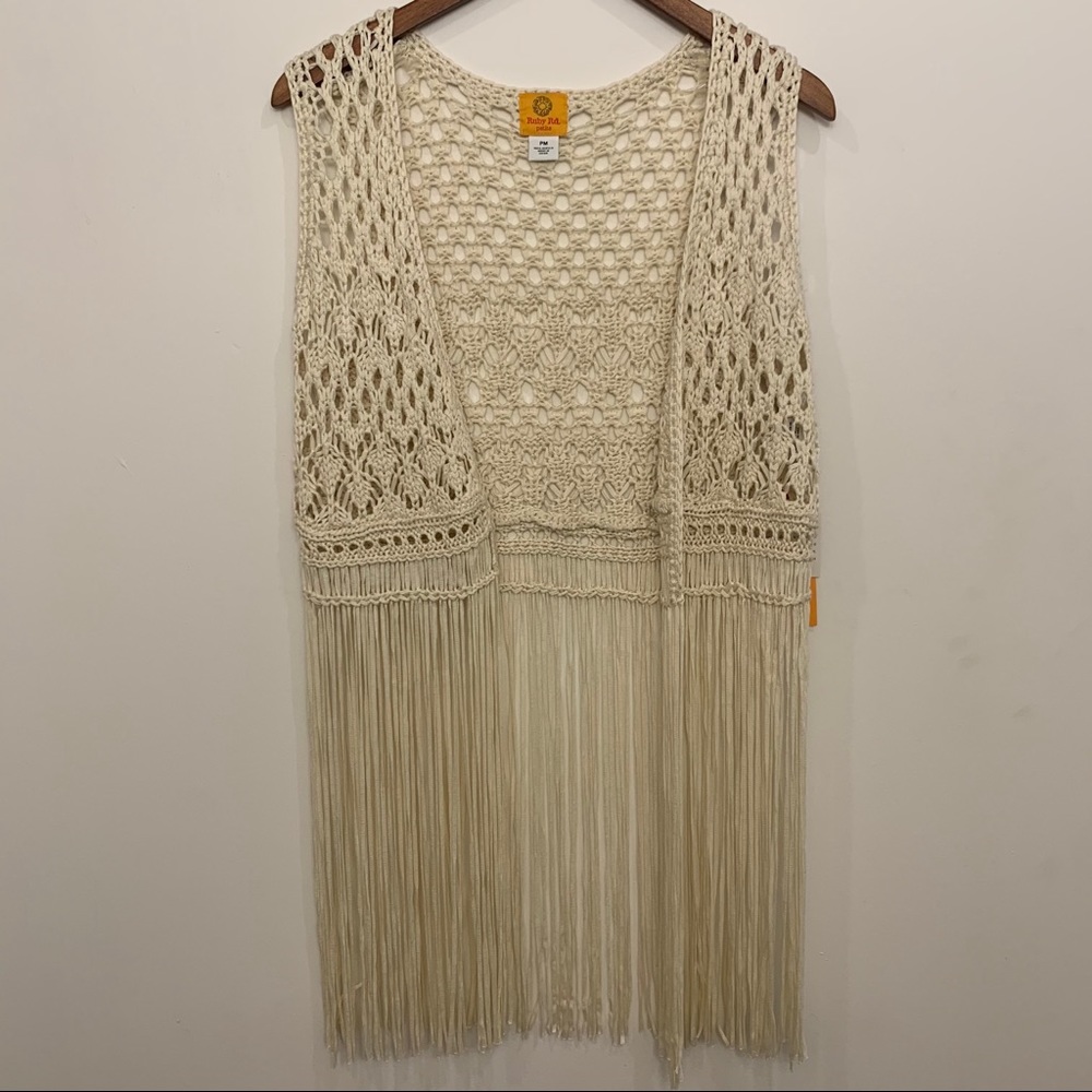NWT Ruby Rd. Petite New Bohemian Crochet Lace Vest